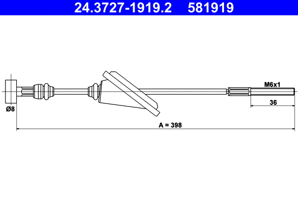 Cable Pull, parking brake (24.3727-1919.2)