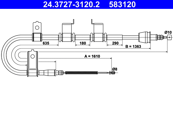 Cable Pull, parking brake (24.3727-3120.2)