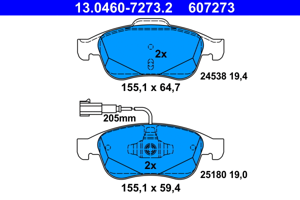 Brake Pad Set, disc brake (13.0460-7273.2)