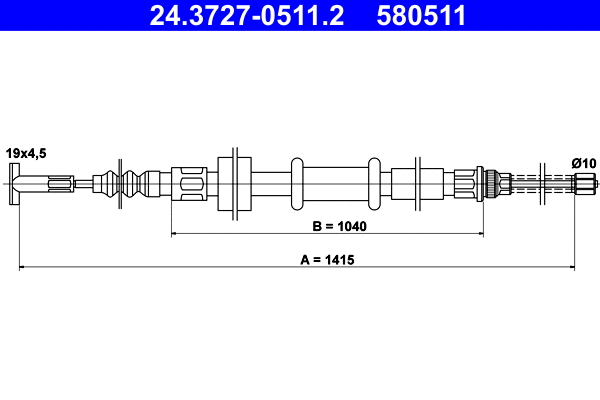 Cable Pull, parking brake (24.3727-0511.2)
