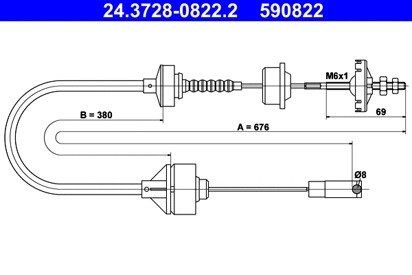 Cable Pull, clutch control (24.3728-0822.2)