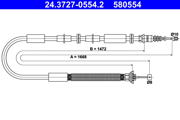Cable Pull, parking brake (24.3727-0554.2)