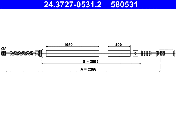 Cable Pull, parking brake (24.3727-0531.2)