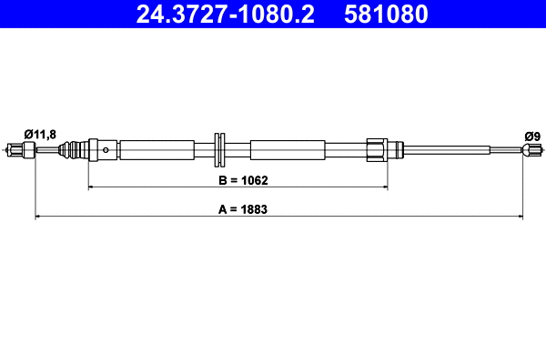Cable Pull, parking brake (24.3727-1080.2)