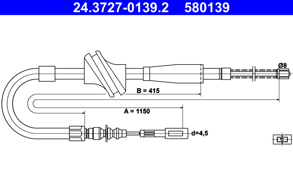 Cable Pull, parking brake (24.3727-0139.2)