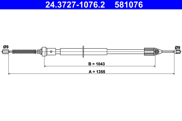 Cable Pull, parking brake (24.3727-1076.2)