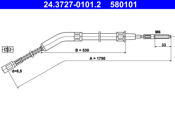 Cable Pull, parking brake (24.3727-0101.2)