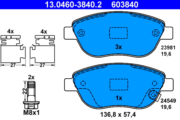 Brake Pad Set, disc brake (13.0460-3840.2)