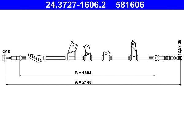Cable Pull, parking brake (24.3727-1606.2)