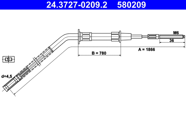 Cable Pull, parking brake (24.3727-0209.2)