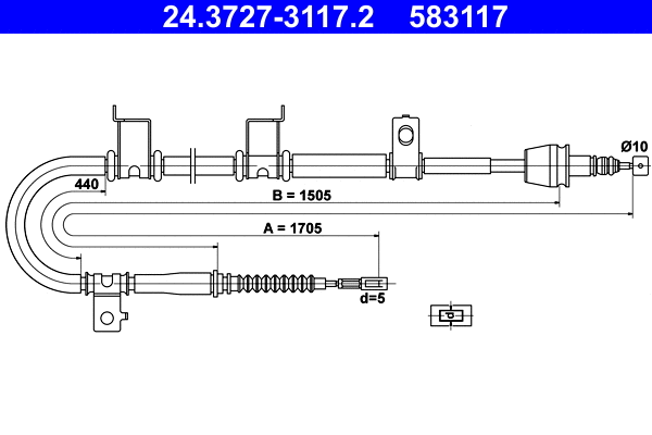 Cable Pull, parking brake (24.3727-3117.2)
