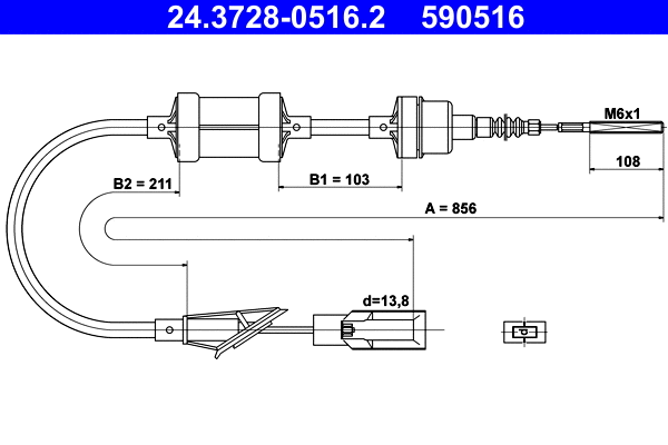 Cable Pull, clutch control (24.3728-0516.2)