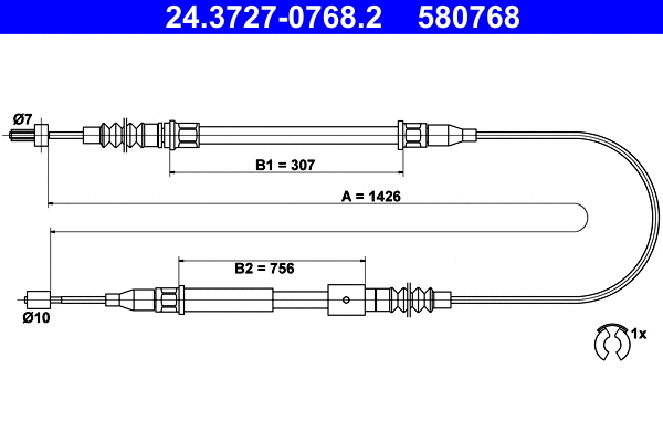 Cable Pull, parking brake (24.3727-0768.2)