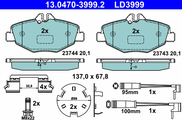 Brake Pad Set, disc brake (13.0470-3999.2)