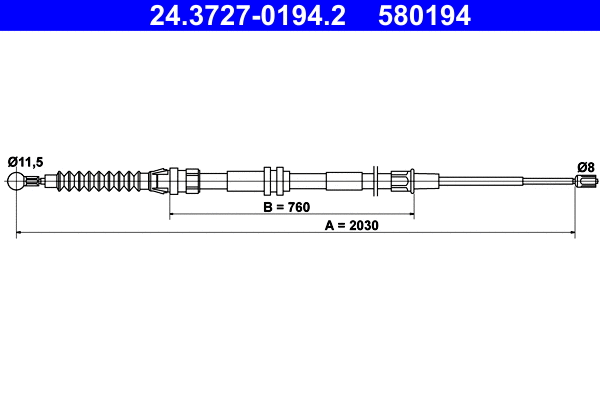 Cable Pull, parking brake (24.3727-0194.2)