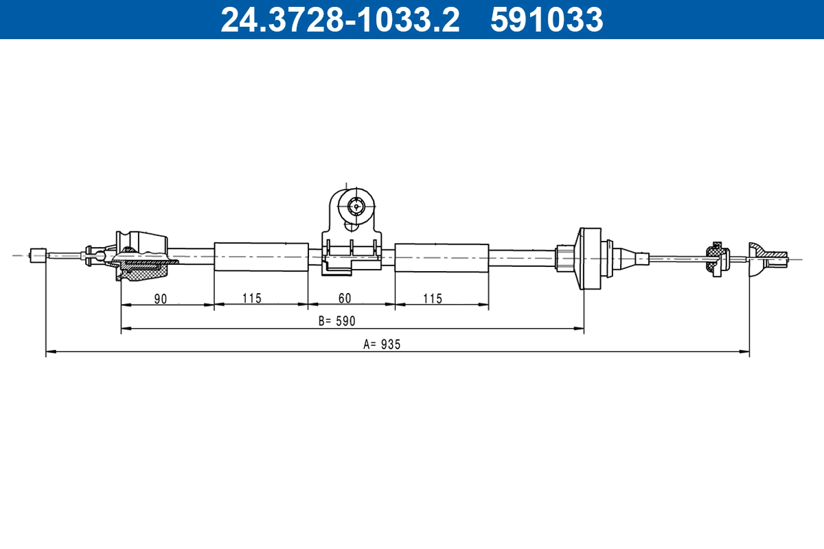 Cable Pull, clutch control (24.3728-1033.2)