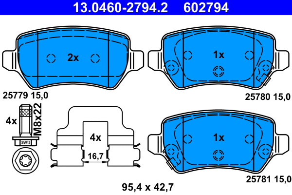 Brake Pad Set, disc brake (13.0460-2794.2)