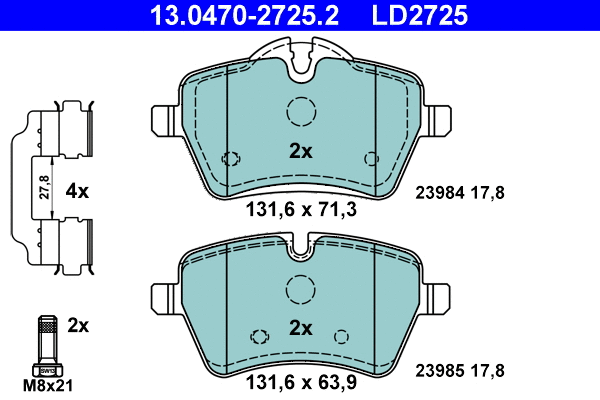 Brake Pad Set, disc brake (13.0470-2725.2)