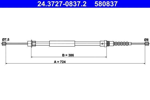Cable Pull, parking brake (24.3727-0837.2)