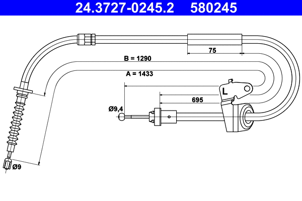 Cable Pull, parking brake (24.3727-0245.2)