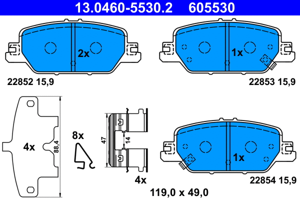 Brake Pad Set, disc brake (13.0460-5530.2)