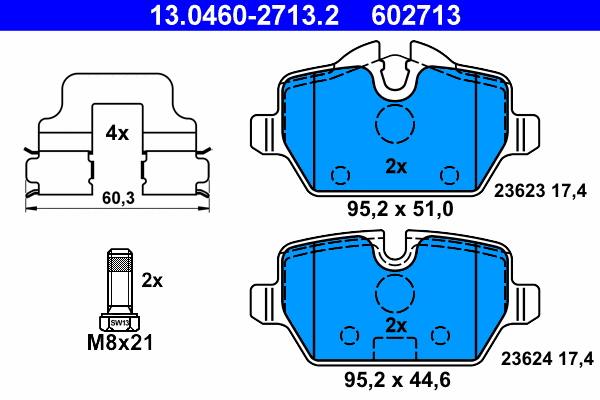 Brake Pad Set, disc brake (13.0460-2713.2)