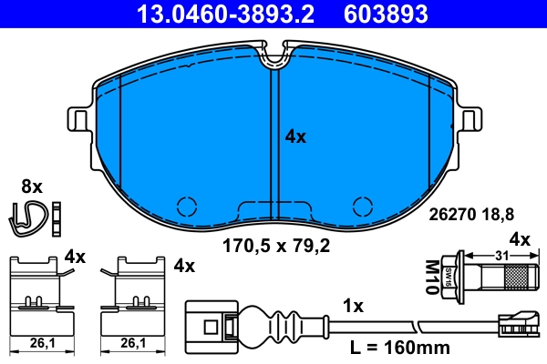 Brake Pad Set, disc brake (13.0460-3893.2)