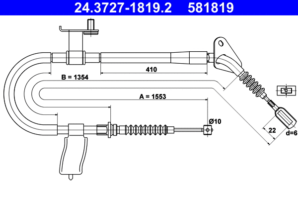 Cable Pull, parking brake (24.3727-1819.2)