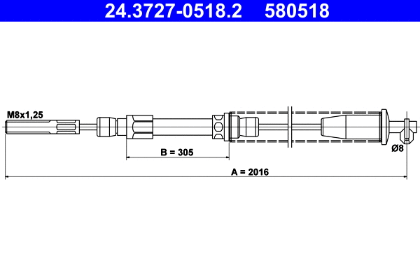 Cable Pull, parking brake (24.3727-0518.2)