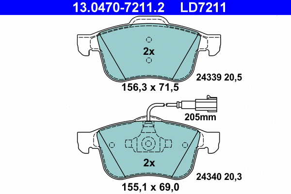Brake Pad Set, disc brake (13.0470-7211.2)