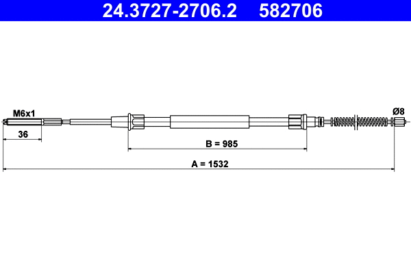 Cable Pull, parking brake (24.3727-2706.2)