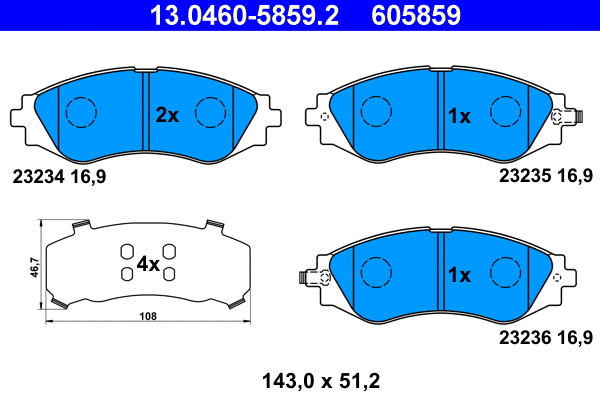 Brake Pad Set, disc brake (13.0460-5859.2)