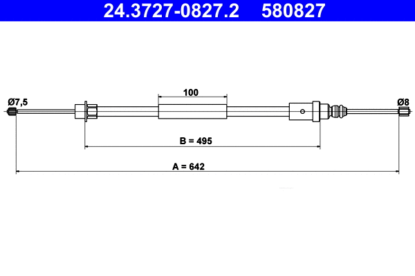 Cable Pull, parking brake (24.3727-0827.2)