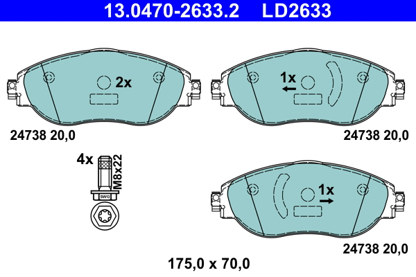 Brake Pad Set, disc brake (13.0470-2633.2)