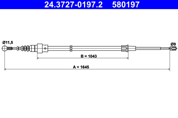 Cable Pull, parking brake (24.3727-0197.2)