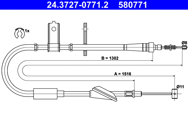 Cable Pull, parking brake (24.3727-0771.2)