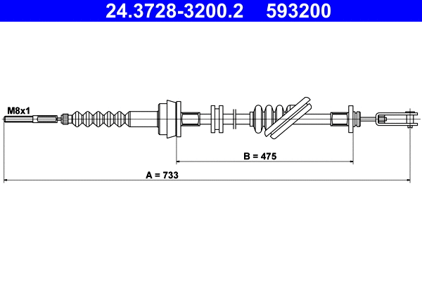 Cable Pull, clutch control (24.3728-3200.2)