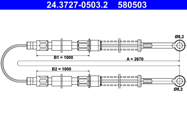 Cable Pull, parking brake (24.3727-0503.2)