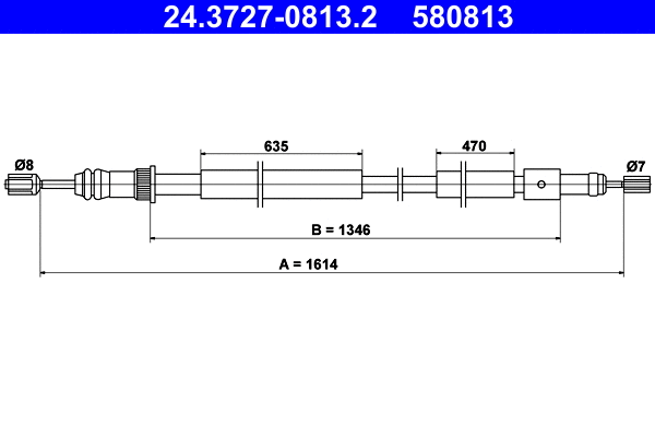 Cable Pull, parking brake (24.3727-0813.2)