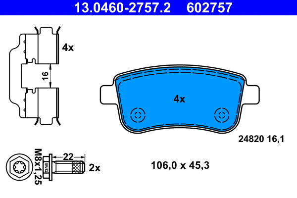 Brake Pad Set, disc brake (13.0460-2757.2)