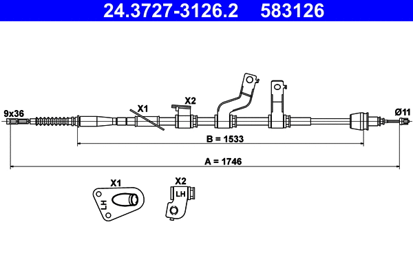 Cable Pull, parking brake (24.3727-3126.2)
