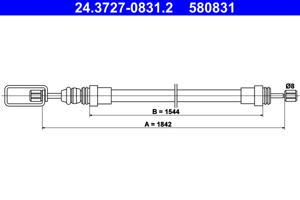 Cable Pull, parking brake (24.3727-0831.2)