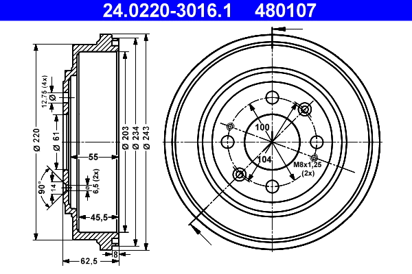 Brake Drum (24.0220-3016.1)