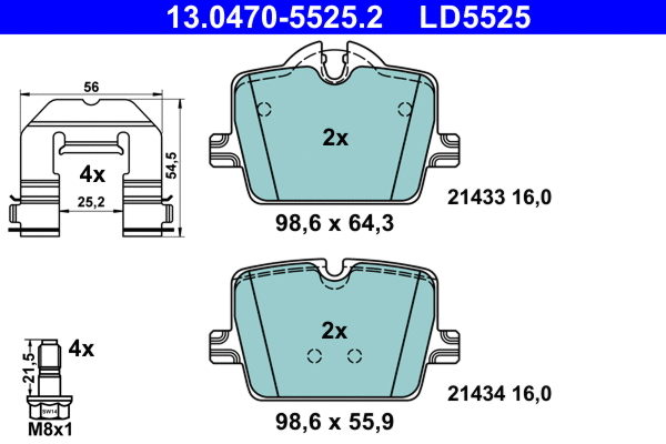 Brake Pad Set, disc brake (13.0470-5525.2)