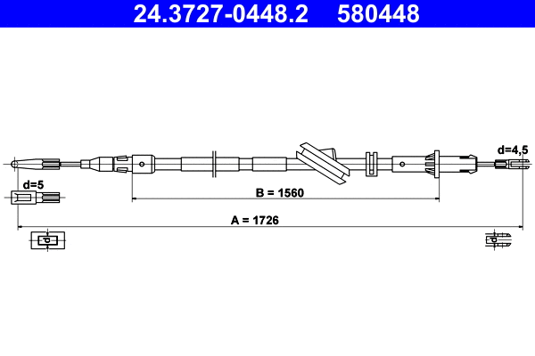 Cable Pull, parking brake (24.3727-0448.2)