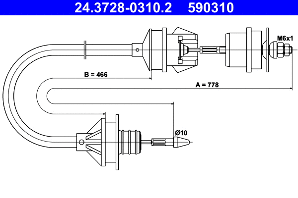 Cable Pull, clutch control (24.3728-0310.2)