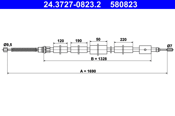 Cable Pull, parking brake (24.3727-0823.2)