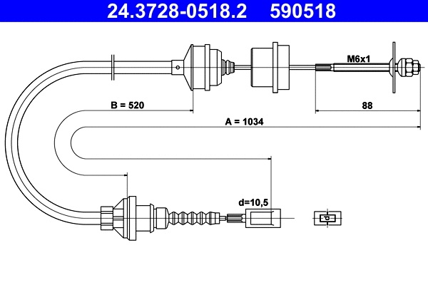 Cable Pull, clutch control (24.3728-0518.2)