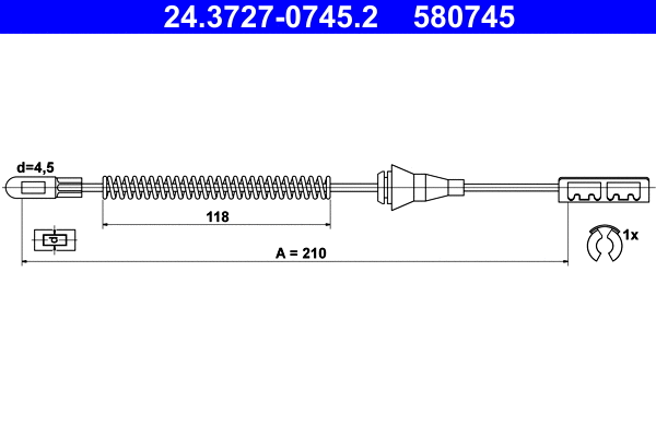 Cable Pull, parking brake (24.3727-0745.2)