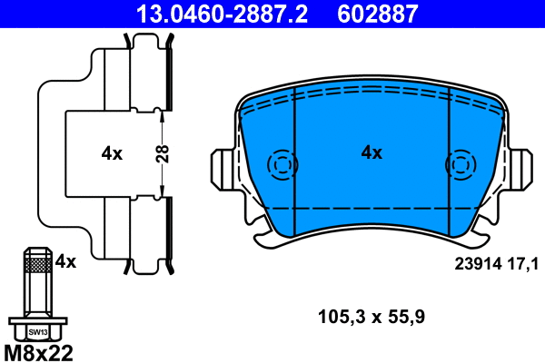Brake Pad Set, disc brake (13.0460-2887.2)